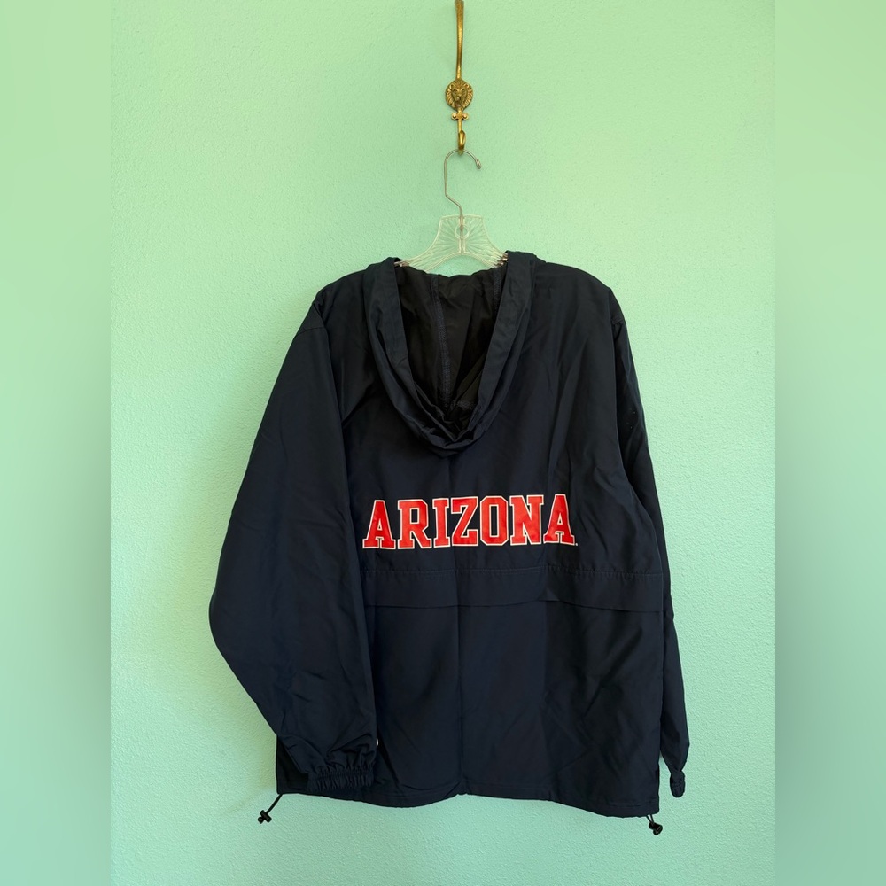 🏷️ NWT - University of Arizona Water-Resistant Windbreaker with Hood, Navy